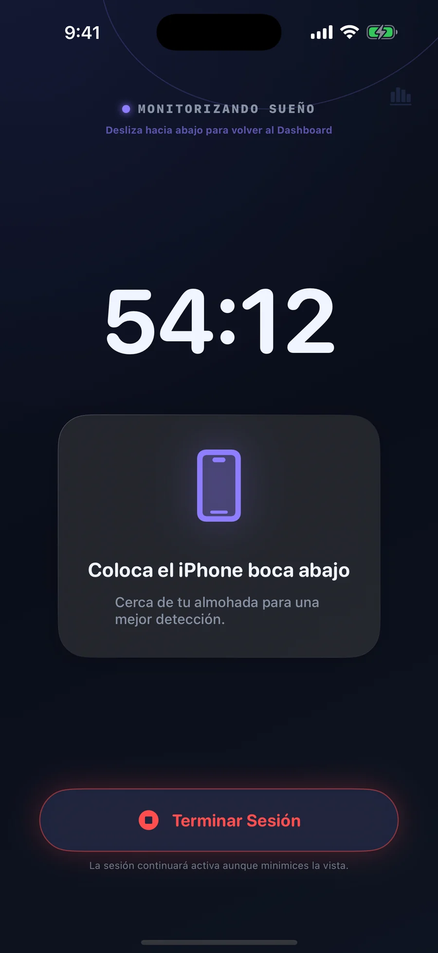 Somnera en iPhone monitorizando el sueño