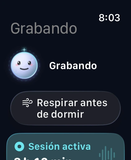 Somnera en Apple Watch: sesión activa